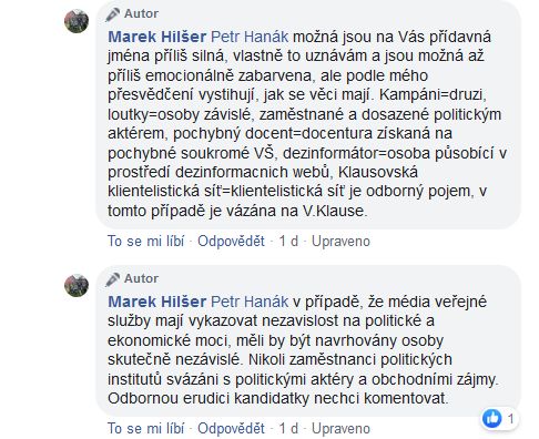 Senátor Hilšer varuje před Václavem Klausem